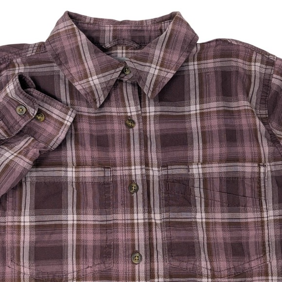 Carhartt Tops - Carhartt Women's S Plaid‎ Flannel Shirt Burgundy Pink Long Sleeve Workwear